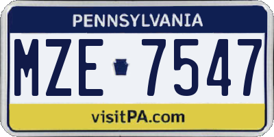 PA license plate MZE7547