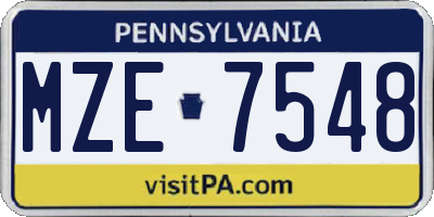 PA license plate MZE7548