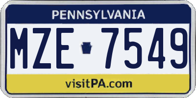 PA license plate MZE7549