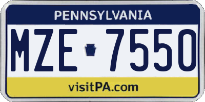 PA license plate MZE7550