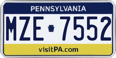 PA license plate MZE7552