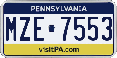 PA license plate MZE7553