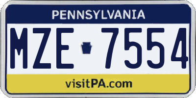 PA license plate MZE7554