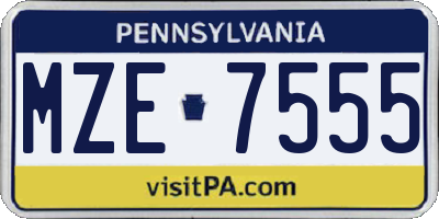PA license plate MZE7555