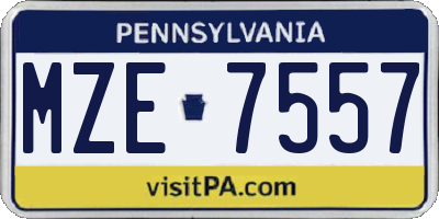 PA license plate MZE7557