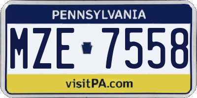 PA license plate MZE7558