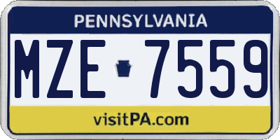 PA license plate MZE7559