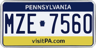 PA license plate MZE7560