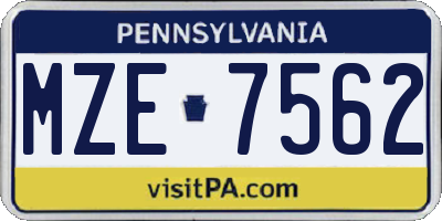 PA license plate MZE7562