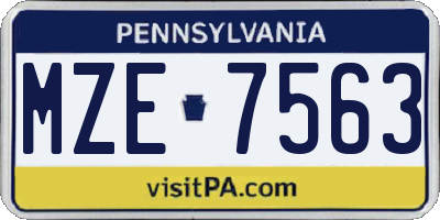 PA license plate MZE7563