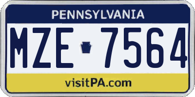PA license plate MZE7564