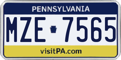 PA license plate MZE7565
