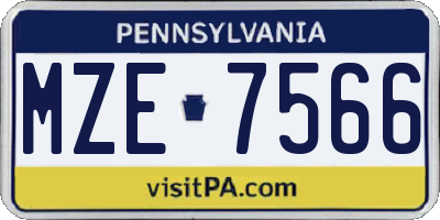 PA license plate MZE7566