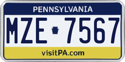 PA license plate MZE7567