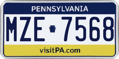 PA license plate MZE7568