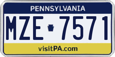 PA license plate MZE7571