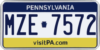 PA license plate MZE7572