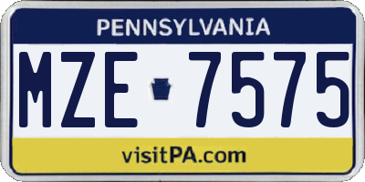 PA license plate MZE7575