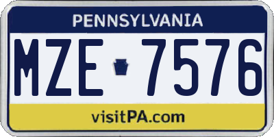 PA license plate MZE7576