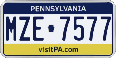 PA license plate MZE7577
