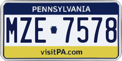 PA license plate MZE7578