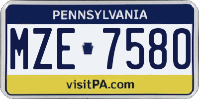 PA license plate MZE7580