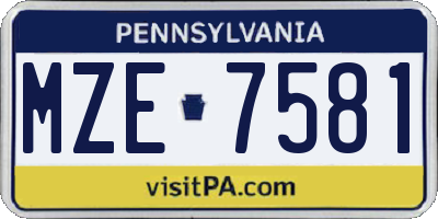 PA license plate MZE7581