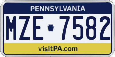 PA license plate MZE7582