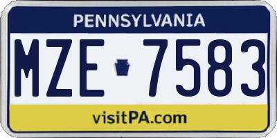 PA license plate MZE7583