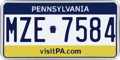 PA license plate MZE7584