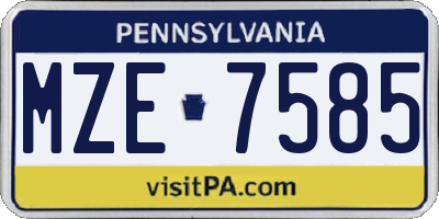 PA license plate MZE7585