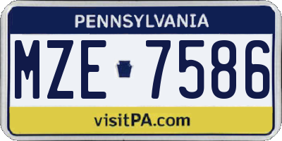 PA license plate MZE7586