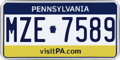 PA license plate MZE7589