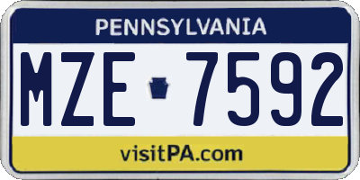 PA license plate MZE7592