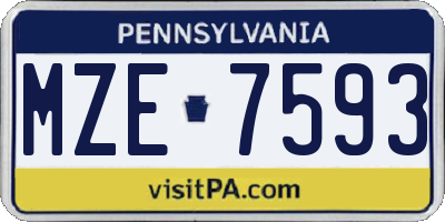 PA license plate MZE7593