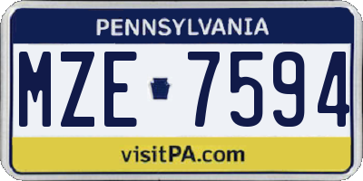 PA license plate MZE7594