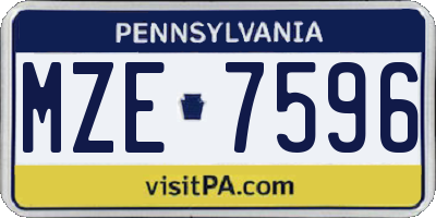 PA license plate MZE7596