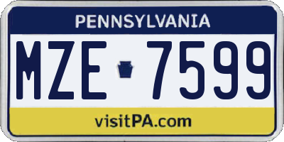 PA license plate MZE7599