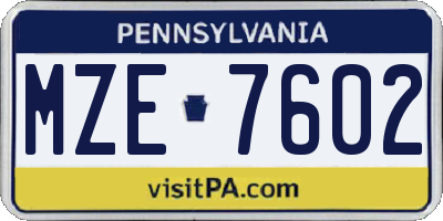 PA license plate MZE7602