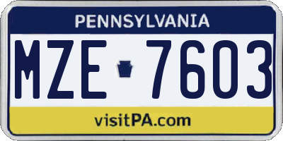 PA license plate MZE7603