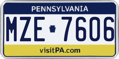 PA license plate MZE7606