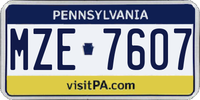 PA license plate MZE7607