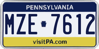PA license plate MZE7612