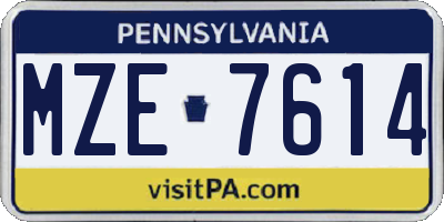 PA license plate MZE7614