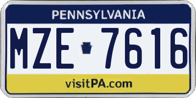 PA license plate MZE7616