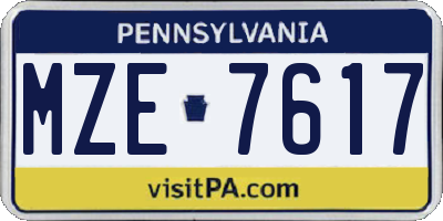 PA license plate MZE7617
