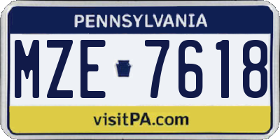 PA license plate MZE7618