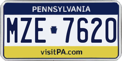 PA license plate MZE7620