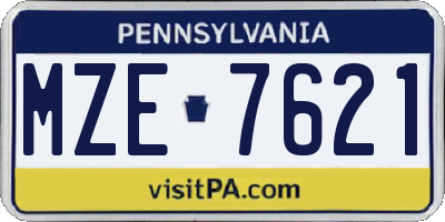 PA license plate MZE7621