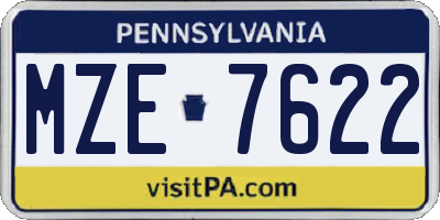 PA license plate MZE7622